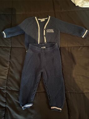 Dkny Navy and Cream Knit One-Piece Set